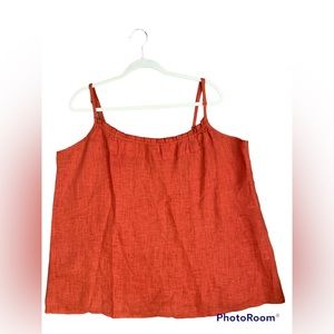 Flax 100% Linen ORANGE TANK TOP Size Large